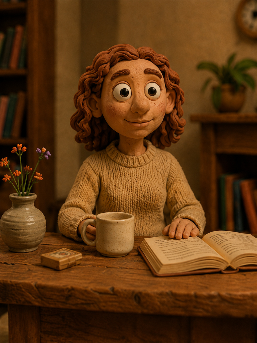 Claymation cozy reading effect