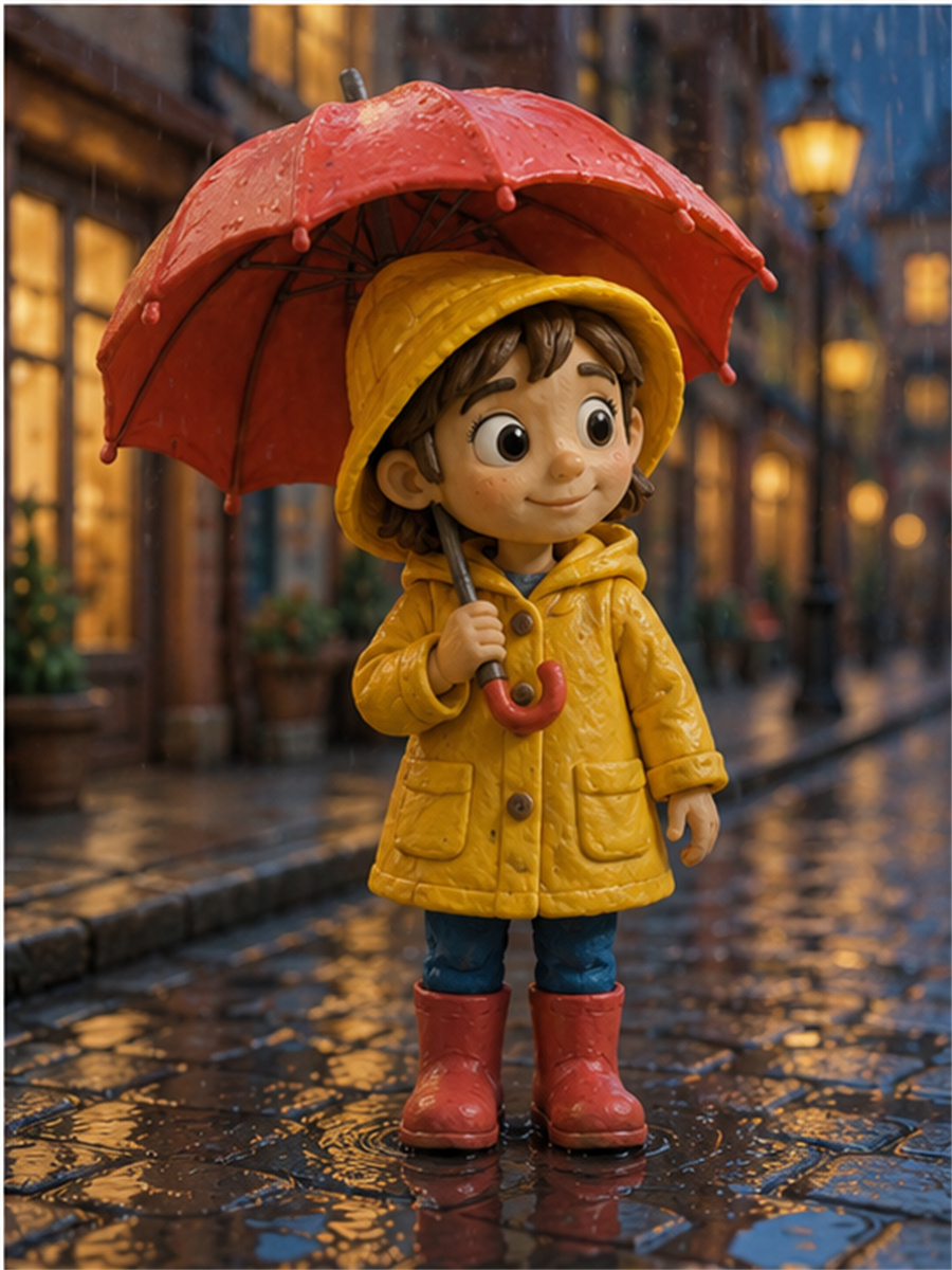 Claymation rainy kid effect