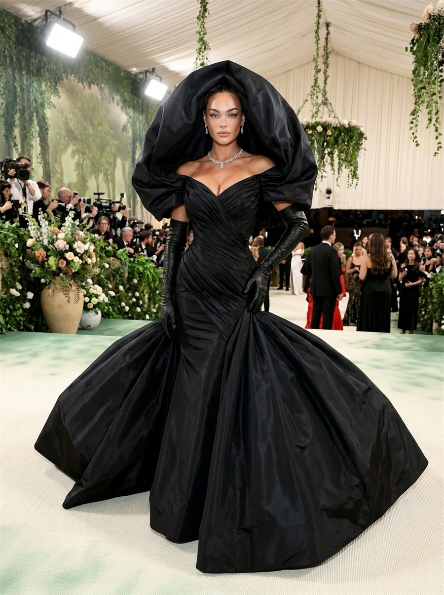 Met Gala black couture gown effect