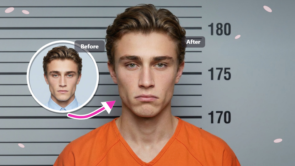 Classic Mugshot Style with a Realistic AI Transformation