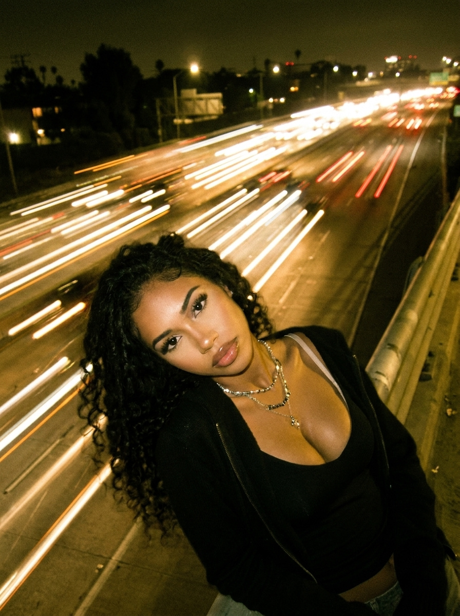 Highway Light Trail Portrait Effect
