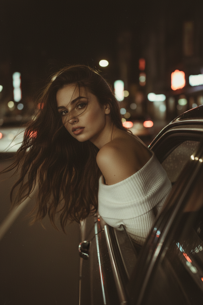 Looking back through the car window