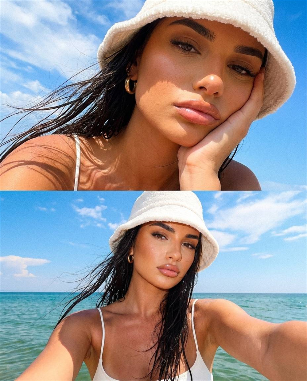 Sky Blue Beach Portrait Effect